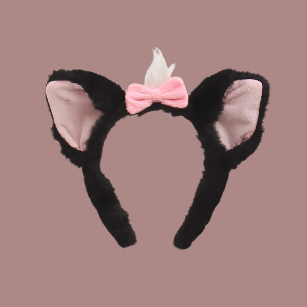 Animal Ear Headbands Set – Furry Cat & Bunny Ears with Pink Bow – Soft & Cute for Kids & Girls