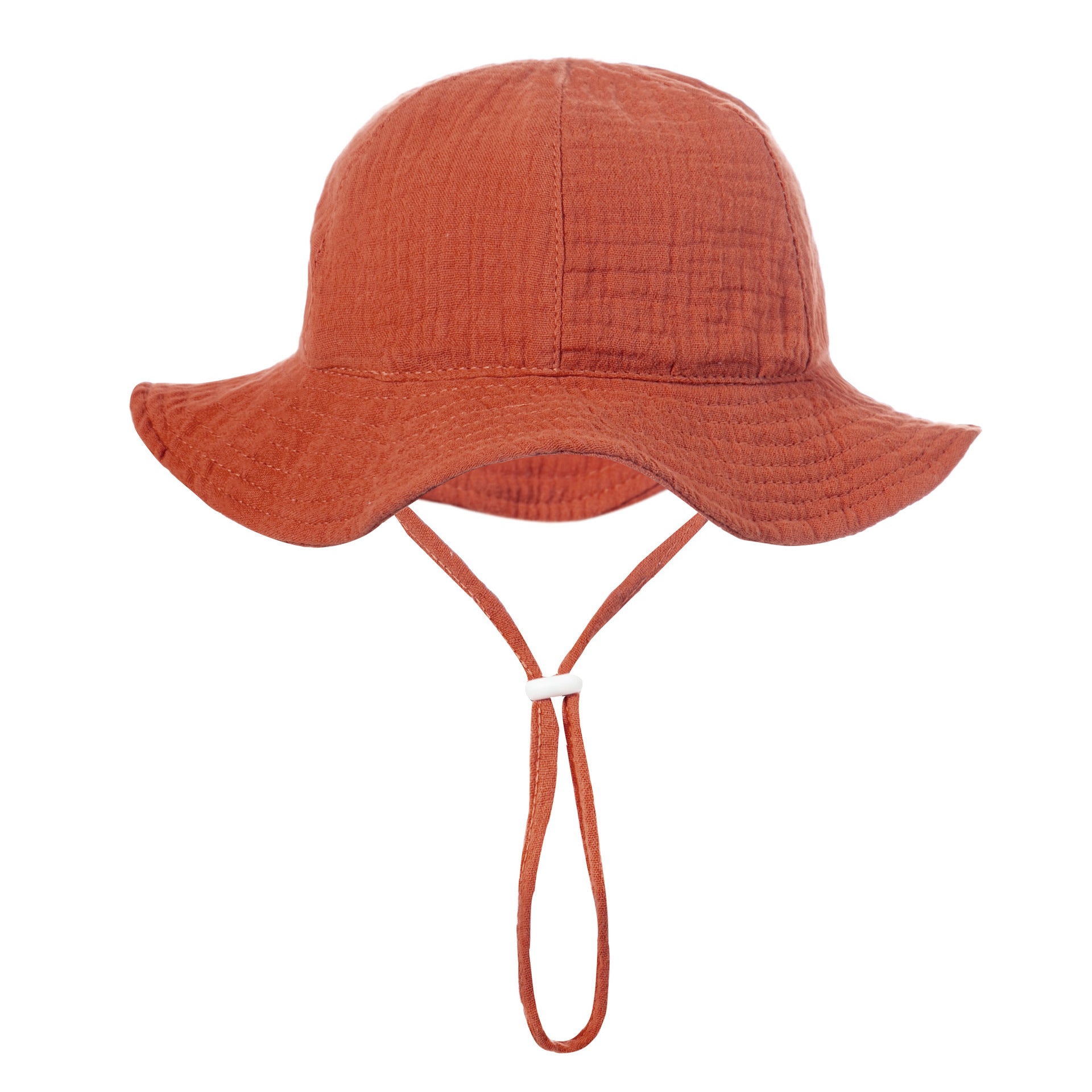 Baby Sun Hat with Chin Strap for Girls – Cotton Wide Brim Bucket, Spice