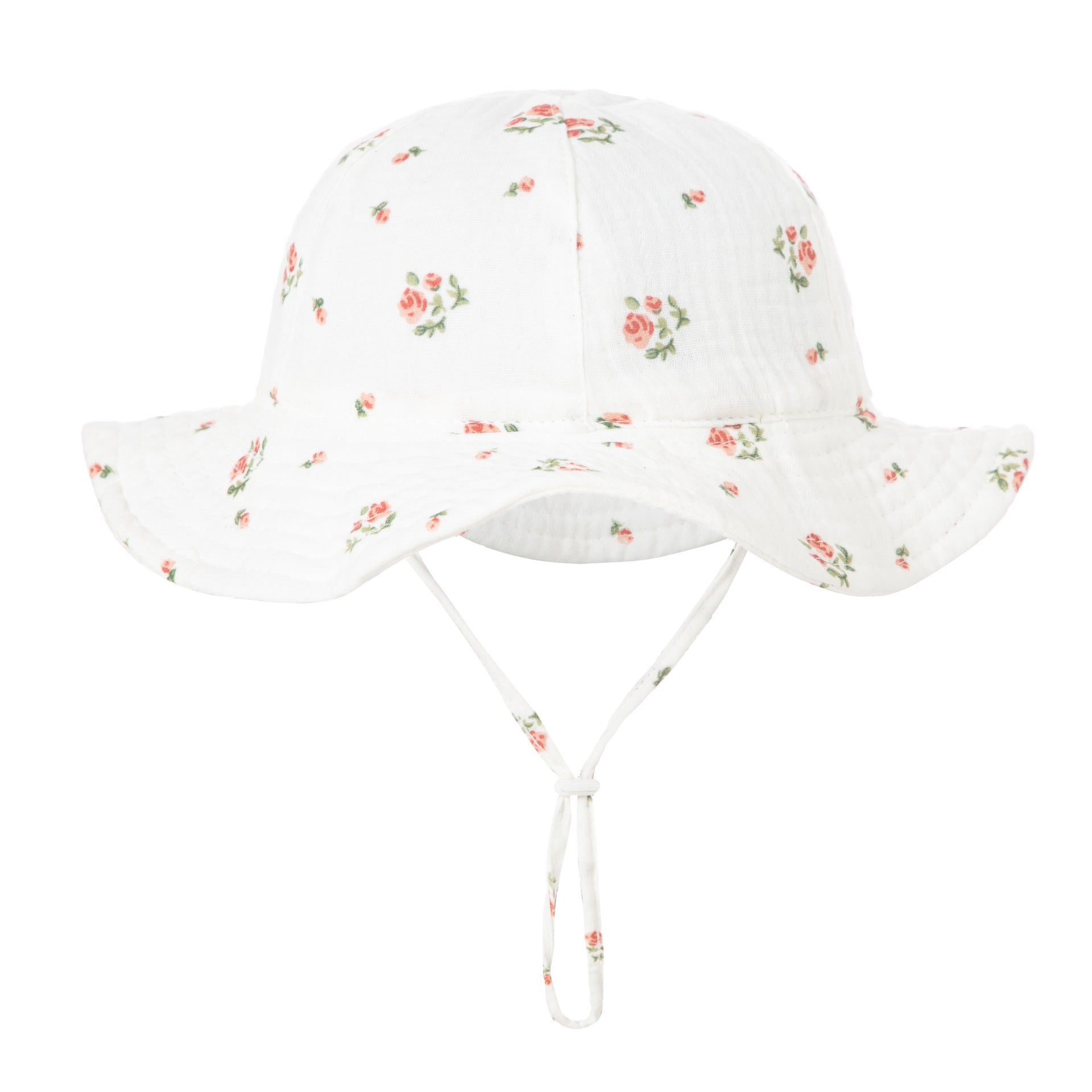 Baby Sun Hat with Chin Strap for Girls – Floral Cotton Bucket Hat, Beauty
