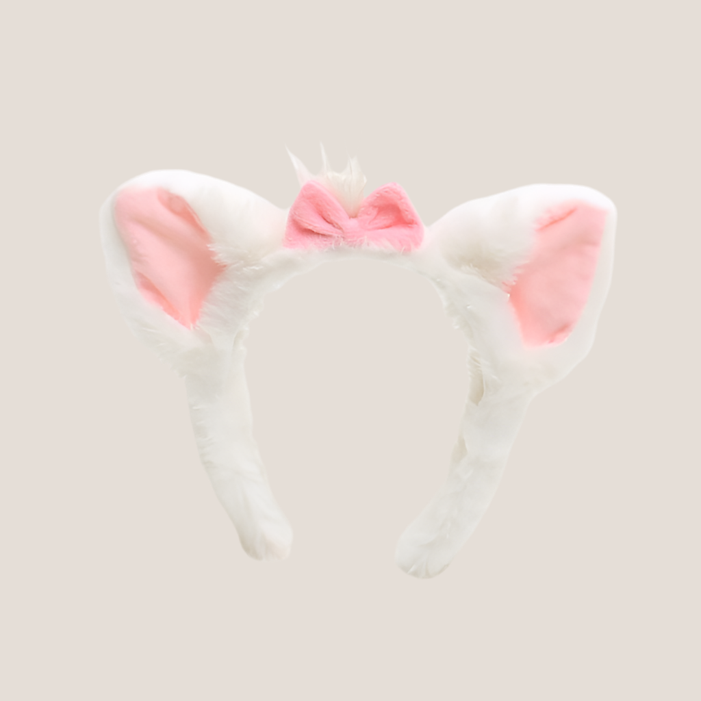 Animal Ear Headbands Set – Furry Cat & Bunny Ears with Pink Bow – Soft & Cute for Kids & Girls