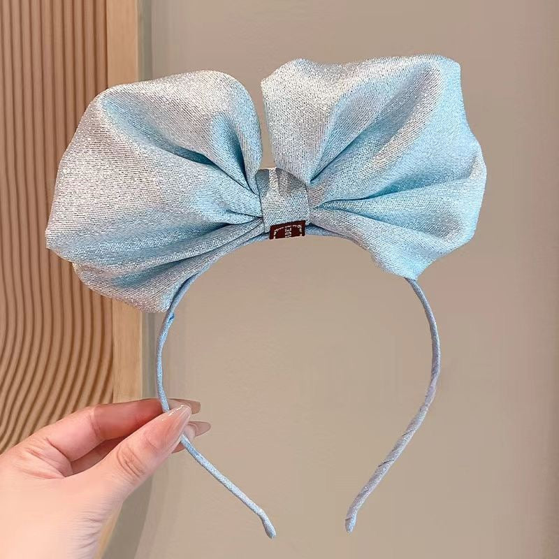 Girls’ Metallic Big Bow Headband – Shiny Pink and blue – Cute & Comfortable – Party Hair Acc