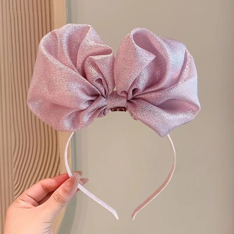 Girls’ Metallic Big Bow Headband – Shiny Pink and blue – Cute & Comfortable – Party Hair Acc