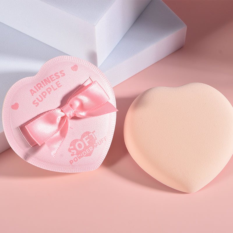 Malian Makeup Heart-Shaped Pink Marshmallow Makeup Sponge – Cute Design - Image 2