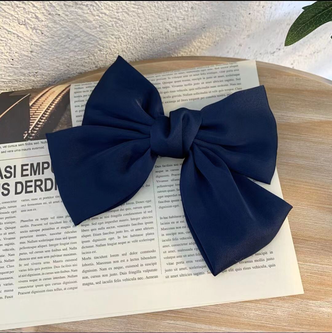 Luxury Chiffon Bow Hair Clip - Blue Premium Hair Accessory for Women & Girls - Elegant 13-25cm Wide Hair Bow UAE Dubai