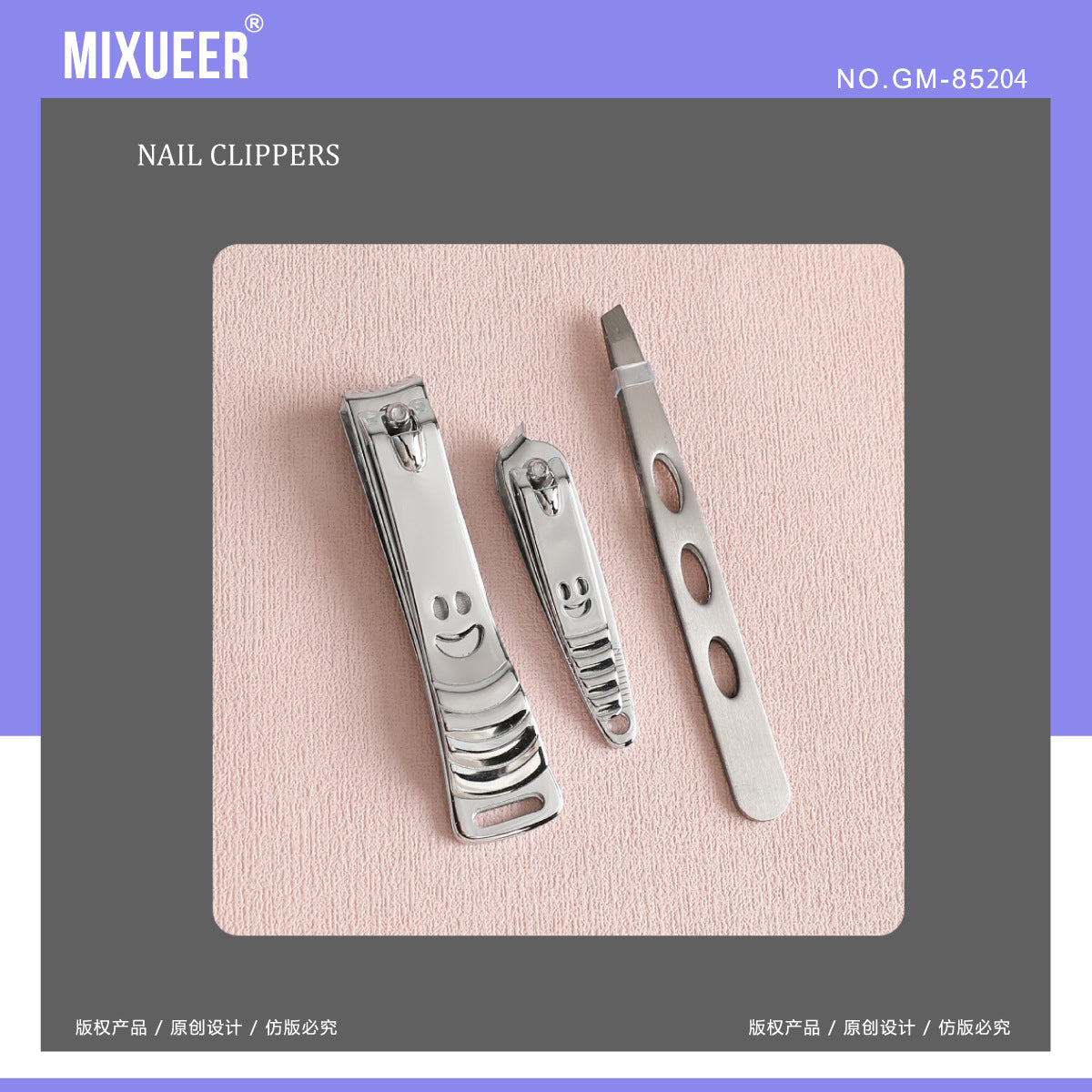 MIXUEER Stainless Steel Nail Clipper 3-Piece Set – Professional Kit - Image 1