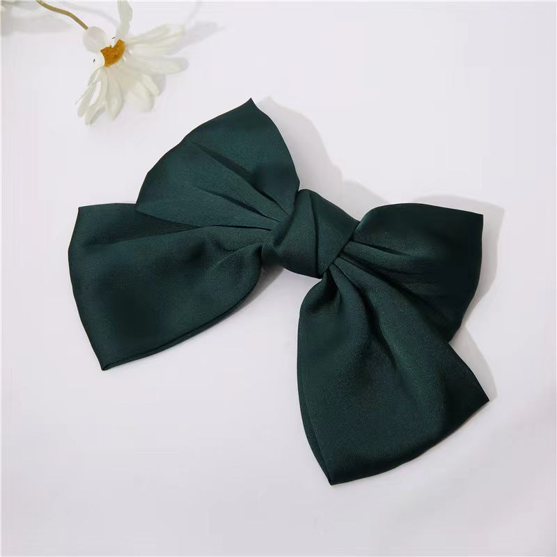 Luxury Chiffon Bow Hair Clip - Green Premium Hair Accessory for Women & Girls - Elegant 13-25cm Wide Hair Bow UAE Dubai