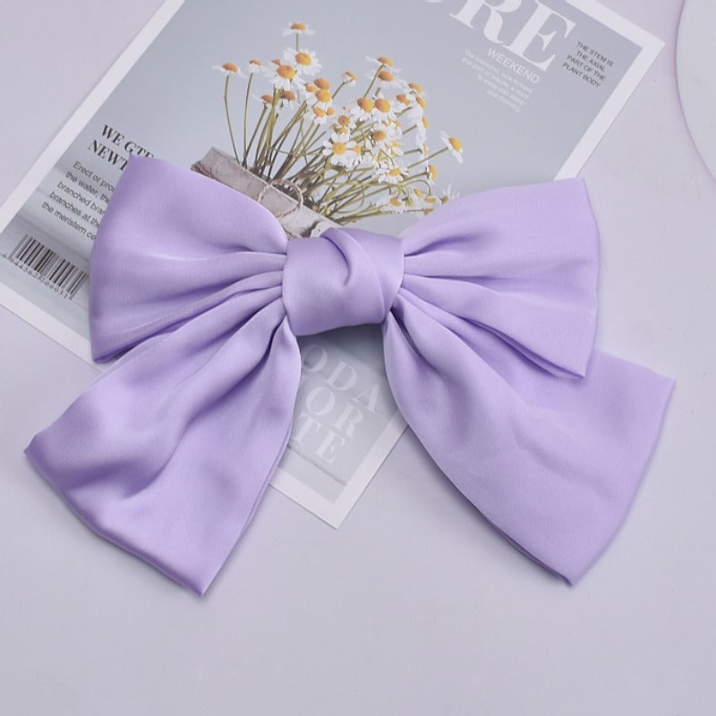 Luxury Chiffon Bow Hair Clip - Purple Premium Hair Accessory for Women & Girls - Elegant 13-25cm Wide Hair Bow UAE Dubai