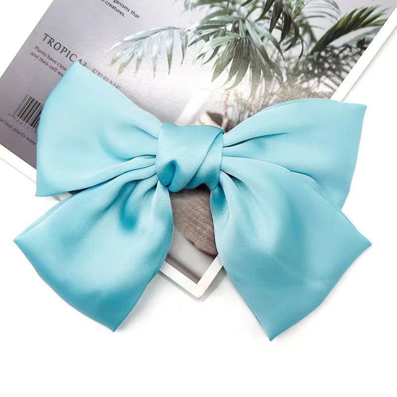 Luxury Chiffon Bow Hair Clip - Blue Premium Hair Accessory for Women & Girls - Elegant 13-25cm Wide Hair Bow UAE Dubai