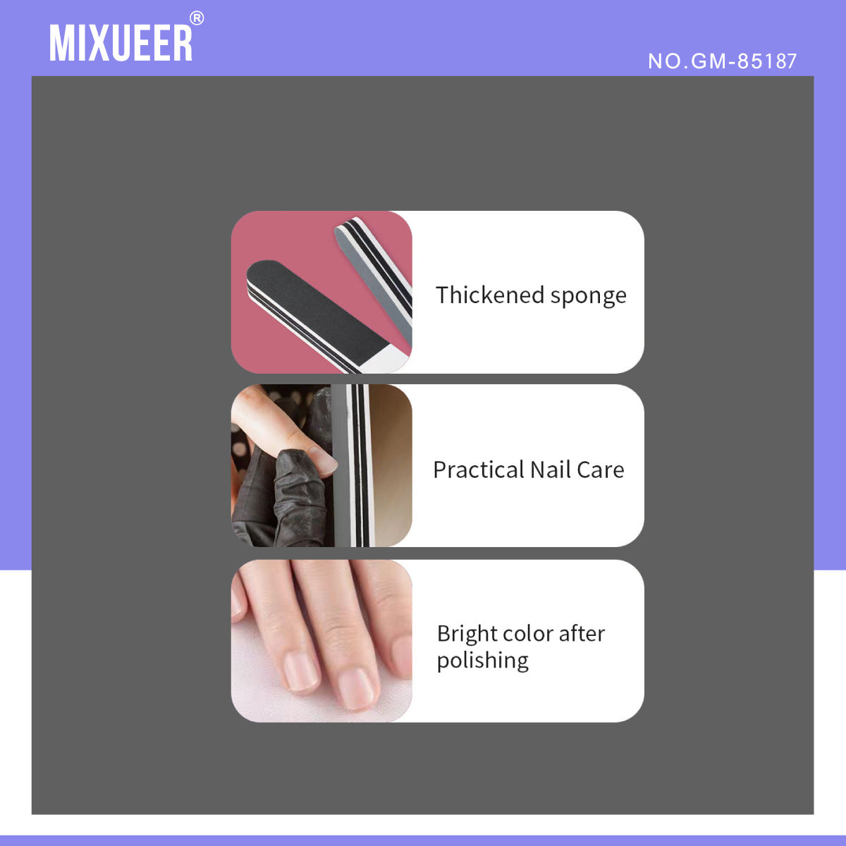 MIXUEER Mini Sponge Nail File – Professional Single Pack - Image 2