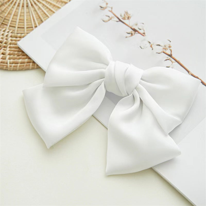 Luxury Chiffon Bow Hair Clip - White Premium Hair Accessory for Women & Girls - Elegant 13-25cm Wide Hair Bow UAE Dubai