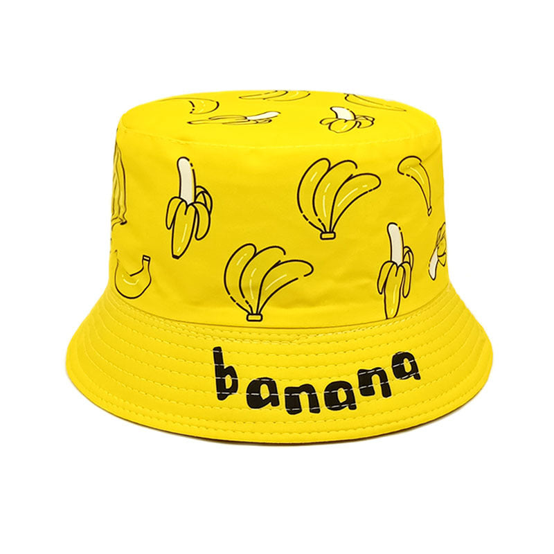 Kids Summer Bucket Hat UPF 50+ Sun Hat for Boys & Girls, Adjustable Cotton Beach Hat with Banana Print – Breathable & Foldable, 2-6 Years, Color: Banana Yellow