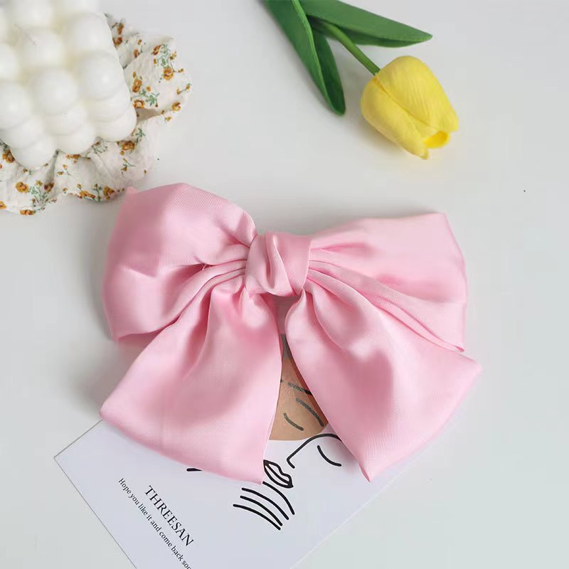 Luxury Chiffon Bow Hair Clip - Pink Premium Hair Accessory for Women & Girls - Elegant 13-25cm Wide Hair Bow UAE Dubai