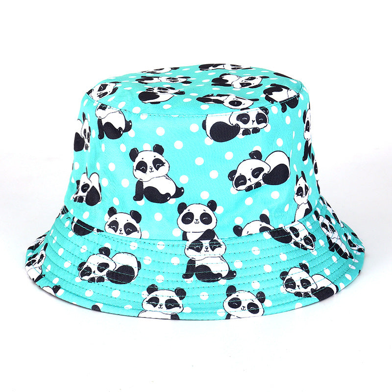 Kids Summer Bucket Hat UPF 50+ Sun Hat for Boys & Girls, Adjustable Cotton Beach Hat with Panda Print – Breathable & Foldable, 2-6 Years, Color: Mint Panda